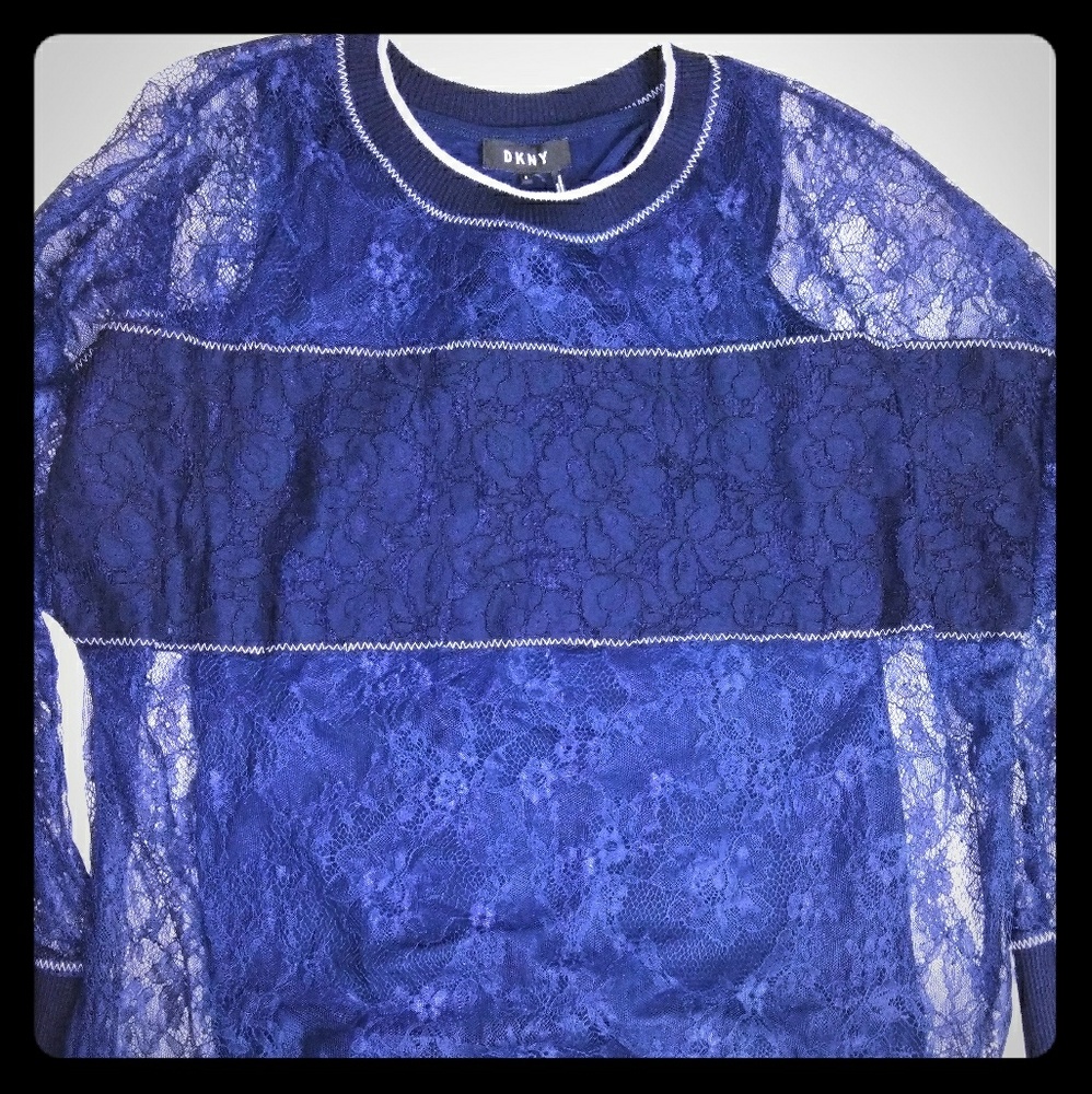 DKNY Floral design lace top with shirt under